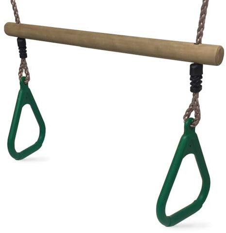 HIKS Trapezstange für Kinder mit grünen Gymnastikringen für Klettergerüste