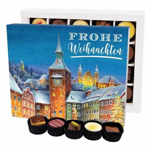 Hallingers Genuss Manufaktur Pralinen Weihnachts-Geschenk - ohne Alkohol, handmade aus Confiserie-Edelkakao in wertiger XL-Geschenkbox Frohe Weihnacht..., Weihnachten für Frauen Männer