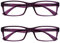 OPULIZE PEP Lesebrille für Damen und Herren - 2er-Pack - Große Rechteckige Brille - Komfortable Federscharniere - Kratzfest - Durchsichtig Lila - UVR +1.00
