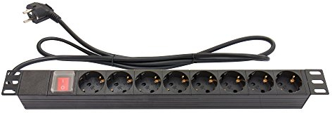 Good Connections Regleta de 19 Pulgadas (1U, Enchufe con protección de Contacto a 8 Tomas de protección de Contacto, Interruptor con protección contra Interruptor, protección Infantil, Perfil de