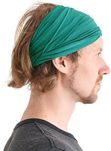 Dünnes Lauf Stirnband Sport Haarband Herren, Bandana Damen Sommer Japanische Mode Lang, Loop Tuch Zum Binden Grün