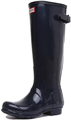 Hunter Original Back Adjustable Gloss - Stivali da donna blu, Blu marino, 35/36 EU