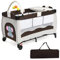 COSTWAY 3 in 1 Reisebett mit Matratze, Kinderreisebett mit Spielbogen, Wickeltisch, Tragetasche, Beistellbett mit Seitentür, atmungsaktives Netz, Babybett klappbar mit Rollen bis 45 kg belastbar,Braun