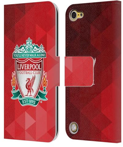 Head Case Designs Offizielle Zugelassen Liverpool Football Club Rot Geometrisch 1 Crest 1 Leder Brieftaschen Handyhülle Hülle Huelle kompatibel mit Apple iPod Touch 5G 5th Gen