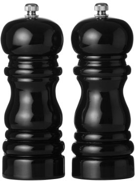 Premier Housewares Salt and Pepper Mill Set, 14.2 cm - Hi Gloss Black