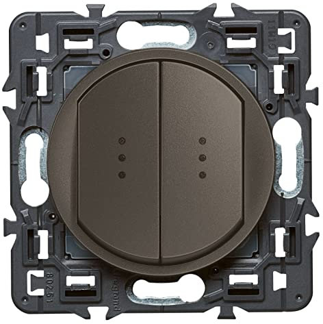 Legrand Céliane Soft - Interruptor de luz doble (10 A, incluye indicador indicador), color negro