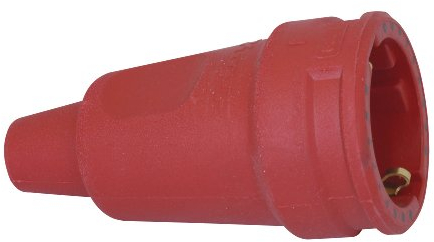 Kopp Schutzkontakt-Gummikupplung in rot - Bruchfeste IP20-Kupplung aus Vollgummi mit Knickschutz & Zugentlastung - VDE-geprüft - Schutzkontakt 16A / 250V~ - Für Profi- & Heim-Einsatz