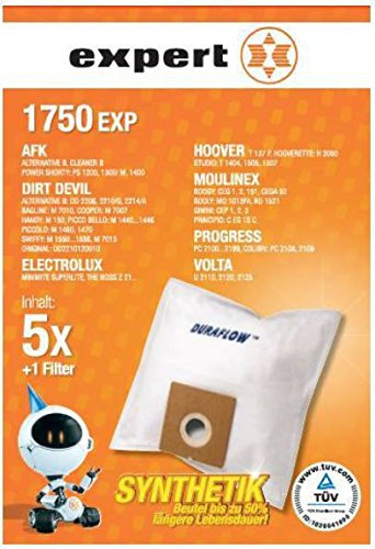 Expert 1750 EXP Staubbeutel (DEXT 210 DURAFLOW) für u.a. AFK Dirt Devil Electrolux Hoover Moulinex Progress Volta