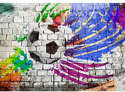 Runa Art Papier peint intissé Mural mur de pierre de football Moderne Toison Salon Chambre à Coucherr Salle - Tableaux Muraux Tapisserie Photo - Coloré 9021010b