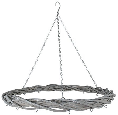 Deckenkranz Rattankranz weiß mit 15 Metallösen für Ihre Deko Hänger. Durchmesser 60cm.