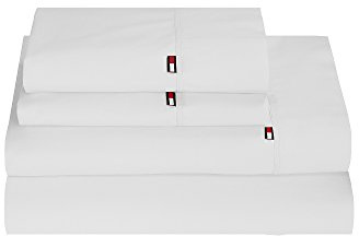Tommy Hilfiger Signature Solid Sheeting 200 TC Set mit 4 Bettlaken, 1 Bettlaken, 1 Spannbetttuch und 2 Kissenbezüge, volle Größe, 100% Baumwolle (grau)