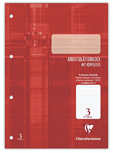 Clairefontaine Arbeitsblock, DIN A4, Lineatur 3, 50 Block