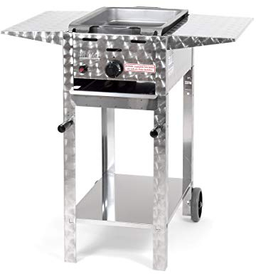 Gasbräter 3,65 kW fahrbar mit Stahlpfanne und Abstellplatten 1-flammig Gasgrill Grill Gastrobräter Profigrill Verein