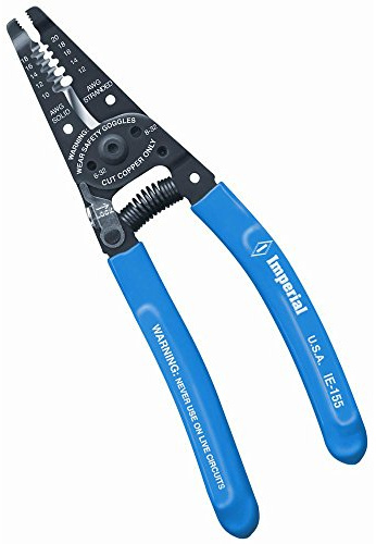 Imperial Tool IE-155 Upfront Super Plier Nose Stripper and Cutter 10-18 AWG Solid and 12-20 AWG Stranded, Ergonomic