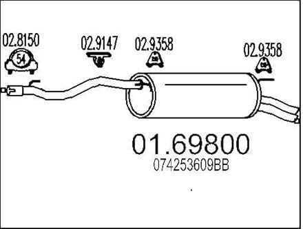 MTS 01.69800 Endschalldämpfer Endtopf 1560mm 9,6kg