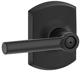 SCHLAGE Broadway Bed/Bath Privacy Door Handle with Lock, Matte Black