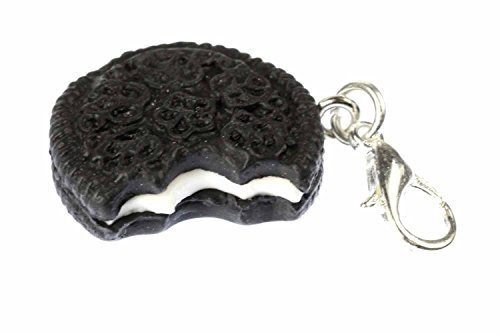 Miniblings Doppelkeks mit Biss Charm Charms Keks dunkel - Handmade Modeschmuck I Kettenanhänger versilbert - Bettelanhänger Bettelarmband - Anhänger für Armband