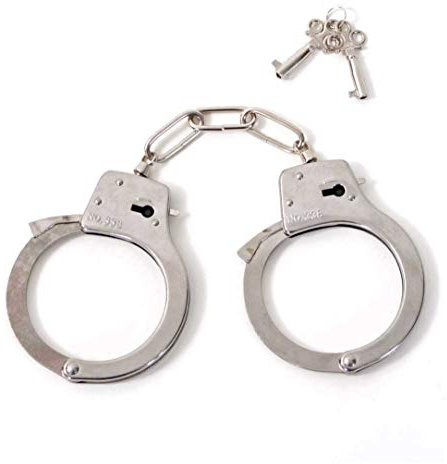 KarnevalsTeufel Metall-Handschellen in Silber mit Schlüssel Polizei Häftling Sheriff Karneval Accessoire