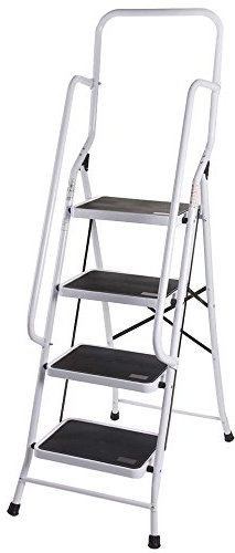 Home Vida Escalera de 4 peldaños con pasamanos de seguridad plegable de seguridad antideslizante mate segura resistente