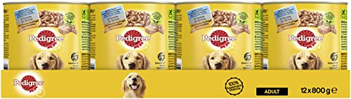 Pedigree Dose Adult mit 5 Sorten Gefluegel, 12er Pack (12 x 800 g)