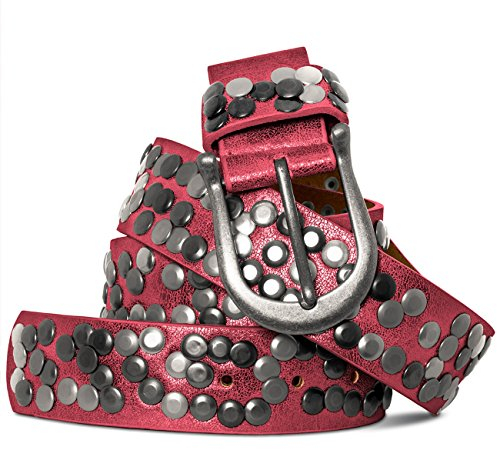 Caspar GU223 Damen Vintage Nietengürtel, Gürtelgröße:90, Farbe:glamour rot