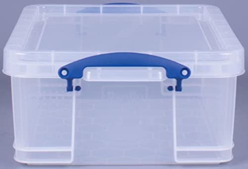 Really Useful Box 18-Liter-Klarsichtbox - Transparent, Recycelbar, Stapelbar, Langlebig, Sicher, Umweltfreundlich und Ergonomisches Design - (18L x 4er Mega-Angebot)