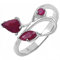 Schmuck-Schmidt-Eleganter, echter Rubin Ring-Sterling Silber-Rhodiniert-0,84 Karat-Gr.57