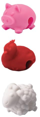 Tovolo Silicone Pot Lid Lifter Holder Farm Animals Heat Resistant Spill Proof Kitchen Gadget to Prevent Boiling Over & Release Steam, Cute Decorative Pan Cover Stand Pot Clip Keeps Lid Open, Set of 3