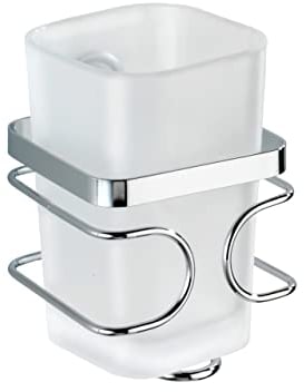 WENKO Zahnputzbecher Premium Edelstahl - Zahnbürstenhalter für Zahnbürste und Zahnpasta, Edelstahl rostfrei, 7.5 x 11.5 x 8.5 cm, Glänzend