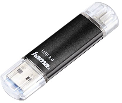 Hama 64GB USB-Speicherstick mit USB 3.0 & microUSB (2-in-1 USB-Stick, z.B. für Android Handy, Tablet, Computer, Notebook, PC, Laptop, MacBook, OTG, 40MB/s) Handy-Stick, Doppel Memory-Stick schwarz