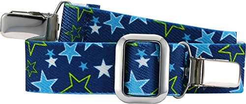 Playshoes Unisex Schnalle Zum Klipsen Elastik-Gürtel Clip, blau Sterne, 116-140