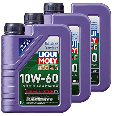 3X LIQUI Moly 1390 Synthoil Race Tech GT1 10W-60 Motoröl Vollsynthetisch 1L