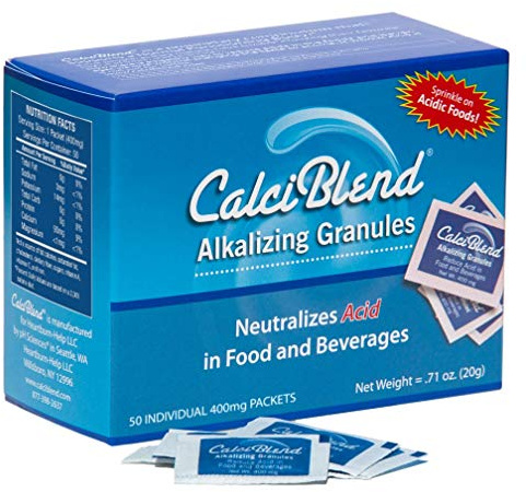 CalciBlend Alkalizing Granules 50 Pack Box – All Natural Acid Reducer Powder for Food and Beverages, Promotes pH Balance, Keto Friendly, Non-GMO, Sugar and Calorie Free, for Digestive Comfort