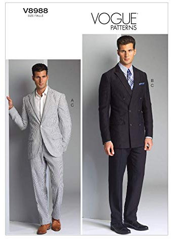 Vogue Patterns V8988 MUU 34/36/ 38/40 Mens Jacket and Pants, Multi-Color