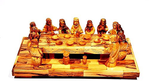 Großes komplettes Krippen-Set, modern, mit 12 Teilen, hergestellt von Olivewood in Bethlehem