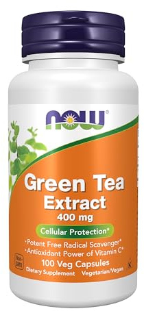 NOW Foods Supplements, Green Tea Extract 400 mg with Vitamin C, Cellular Protection*, 100 Veg Capsules