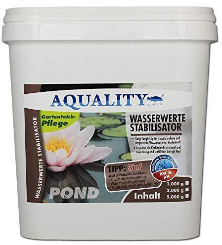 AQUALITY Gartenteich Wasserwerte Stabilisator 3in1 (Artgerechte Wasserwerte im Gartenteich - Reguliert langfristig die Karbonathärte, stabilisiert den pH-Wert), Inhalt:5 kg