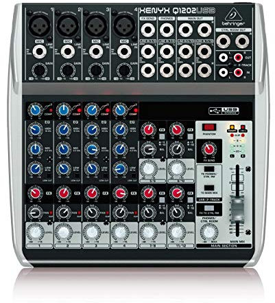 Behringer XENYX Q1202USB Premium 12-Input 2-Bus Mixer with XENYX Mic Preamps and Compressors, British EQ and USB/Audio Interface