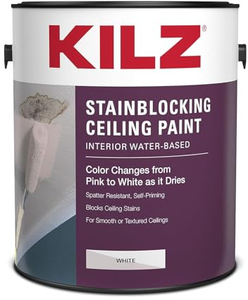 KILZ Color-Change Stainblocking Interior Ceiling Paint, White, 1-Gallon