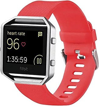 Wigento Kunststoff/Silikon Uhr Armband für Fitbit Blaze Watch Rot Zubehör 17-20 cm