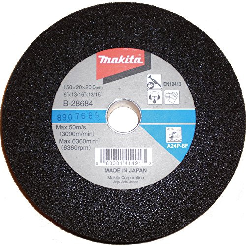 Makita B-28684 Schleifstein K24 150 x 20 x 20 mm, 1 Stück, für die Bearbeitung von Stahl, A24P-BF, EN12413, passend für Geradschleifer GS6000