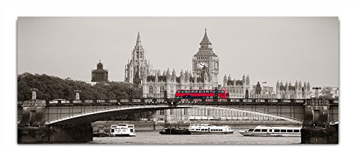 DekoGlas Glasbild 'Brücker Bus Stadt' Echtglas Bild Küche, Wandbild Flur Bilder Wohnzimmer Wanddeko, einteilig 125x50 cm