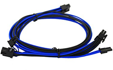 EVGA Black & Light Blue 750-850 G2/G3/G5/G6/G7/GA/G+/GM/P2/P3/P5/P6/P+/T2 Power Supply Cable Set, Individually Sleeved (100-G2-08KL-B9)