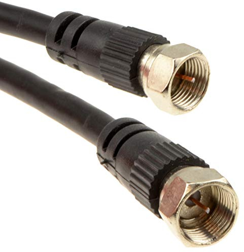 kenable Satellite F Connector Cable Screw Type Plug to Plug 75 Ohm RG59 Coaxial Lead for Sky Digital Freesat Virgin Media Black 1m