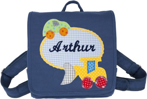 crepessuzette Kindergartentasche mit Namen und Kinderrucksack mit Namen (Motiv Bagger)