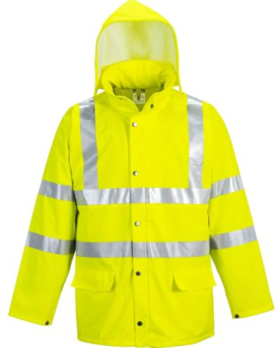 Portwest S491 Sealtex Ultra Hi-Vis Rain Jacket Long Sleeve Storm Flap Front | Yellow, 3X Large, EN ISO 20471 Class 3, EN 343 Class 3:2, Waterproof with Welded Seams, Stud Adjustable Cuffs, Secure Storage