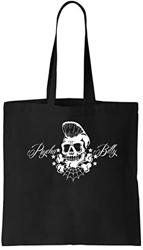 clothinx Psychobilly | F…K THE WORLD | Pyschobilly-Kopf mit Schriftzug | Zeige deine Gesinnung und trage Sie mit Stolz Stoff-Tasche Schwarz