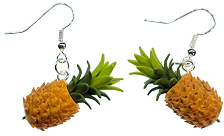 Miniblings Ananas Ohrringe Hänger Ananasohrringe Obst Sommer Urlaub Obst 3D - Handmade Modeschmuck I Ohrhänger Ohrschmuck versilbert