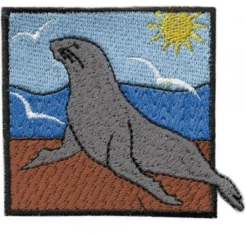 Aufnäher - Seehund am Strand - 04530 - Gr. ca. 6,5 x 6,5 cm - Patches Stick Applikation
