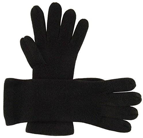 TigerTie feine Strickhandschuhe in schwarz Stich braun Uni - Damen Handschuhe Größe M